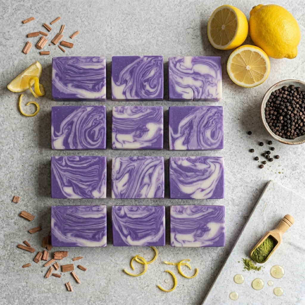 Tyrian - Cedarwood, Lemon, Blackpepper & Palmerosa Soap - available 21st July